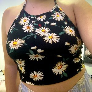 black top with flowers